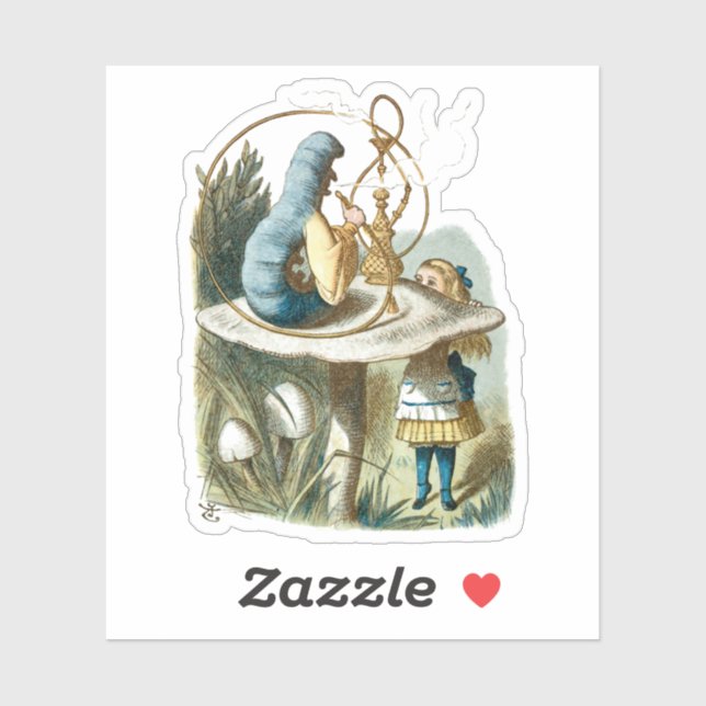 Sticker Hookah Fumer la chenille sur le champignon (Feuille)