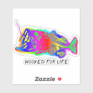 Sticker HOOKED FOR LIFE Multi-Color