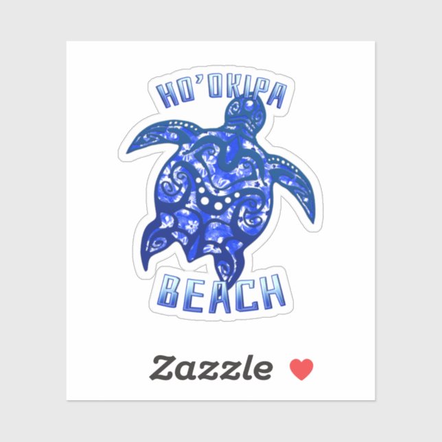 Sticker Ho'okipa Beach Hawaii Vacances Tortue Tribale (Feuille)