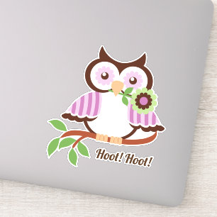 Sticker Hoot Hoot ! Chouette de printemps mignonne florale