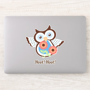 Sticker Hoot Hoot ! Chouette printanière adorable fleurie