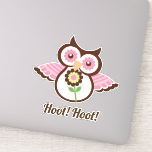 Sticker Hoot Hoot ! Chouette printanière adorable fleurie