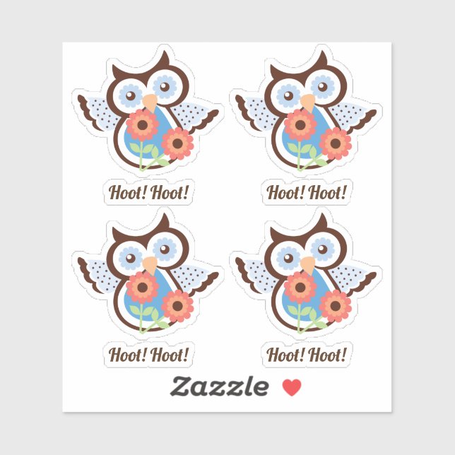 Sticker Hoot Hoot ! Ensemble de quatre adorables chouettes (Feuille)