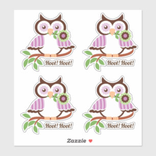 Sticker Hoot Hoot ! Ensemble de quatre chouettes chouettes