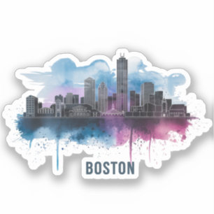 Sticker Horizon de la ville de Boston, Boston Ma Skyline