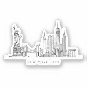 Sticker Horizon de New York minimaliste en ligne art