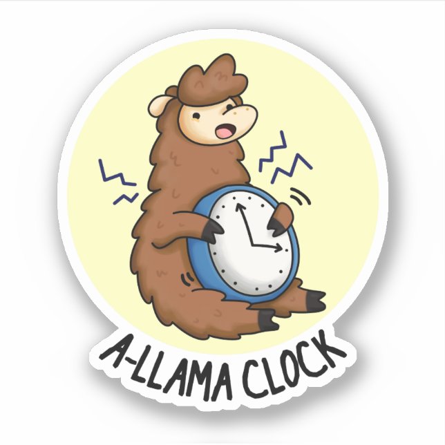 Sticker Horloge A-llama Funny Llama Pun (Devant)