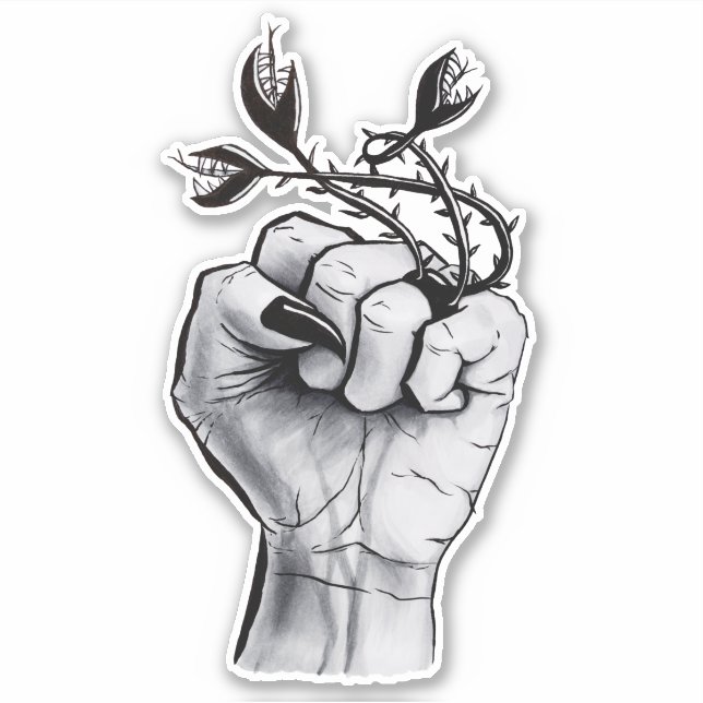 Sticker Horreur Art Black Magic Bague Main Dark Imaginaire (Devant)