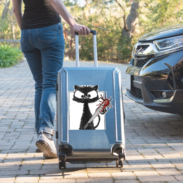 Sticker Horreur de baseball de chat noir Halloween (Valise Insitu)