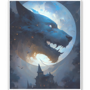 Sticker Horreur de l'Imaginaire noir du loup-garou