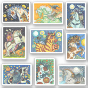 Sticker HORSE ET UNICORN éffrayant HALLOWEEN