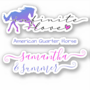 Sticker Horse Love Infinity Heart Nom personnalisé race Te