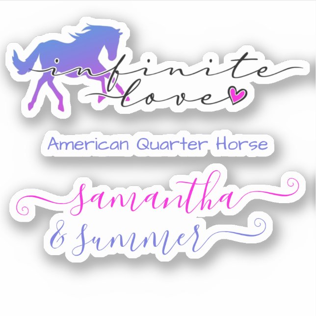 Sticker Horse Love Infinity Heart Nom personnalisé race Te (Devant)