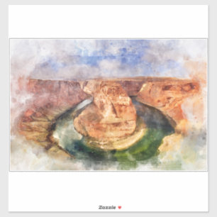 Sticker Horseshoe Bend in Grand Canyon aquarelle