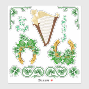 Sticker Horseshoe shamrock Et Ensemble De Vinyle De Harpe