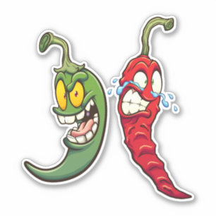 Sticker Hot Chilis - Poivrons verts et rouges