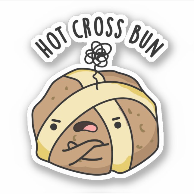 Sticker Hot Cross Bun Funny Food Pun (Devant)