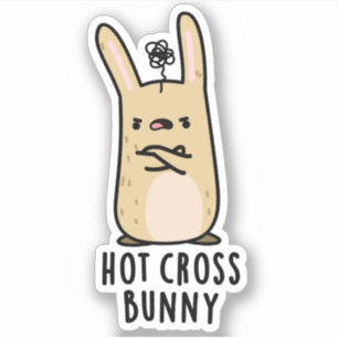 Sticker Hot Cross Bunny Funny Angry Rabbit Pun
