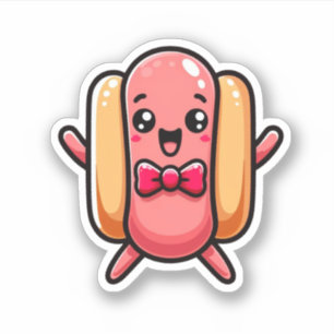 Sticker Hot-dog amusant et jouant