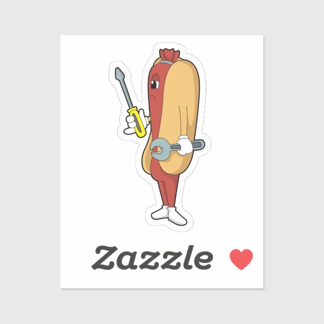 Sticker Hotdog en mécanique avec outil (Feuille)