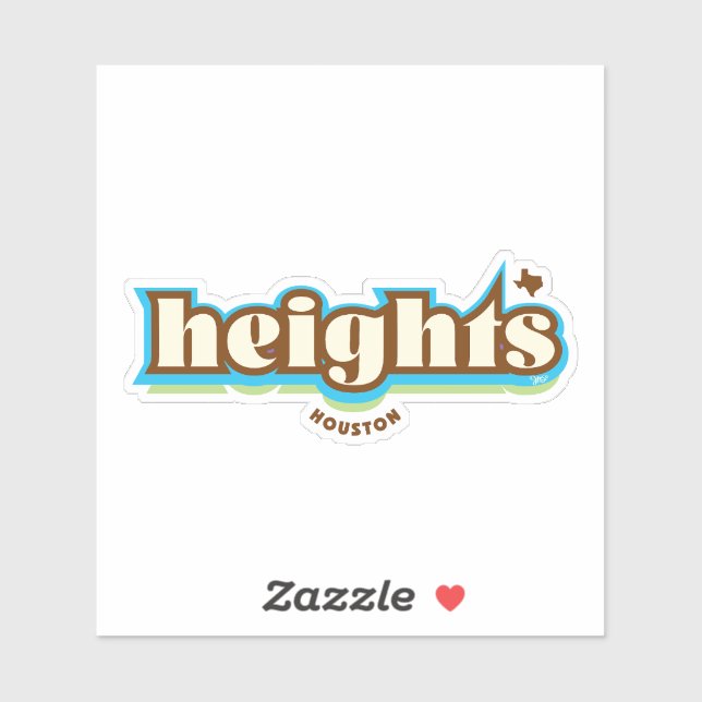 Sticker Houston Heights Texas, bleu, vert, brun (Feuille)