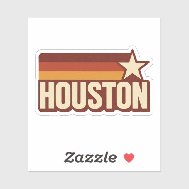 Sticker Houston Texas Retro Vintage Star Design (Feuille)