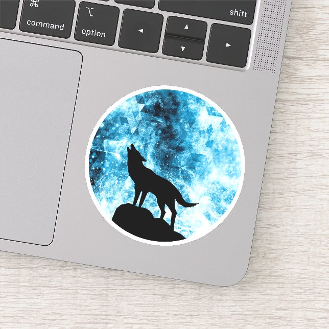 Sticker Howling Wolf Hiver neige bleue fumée Abstraite (Détail)
