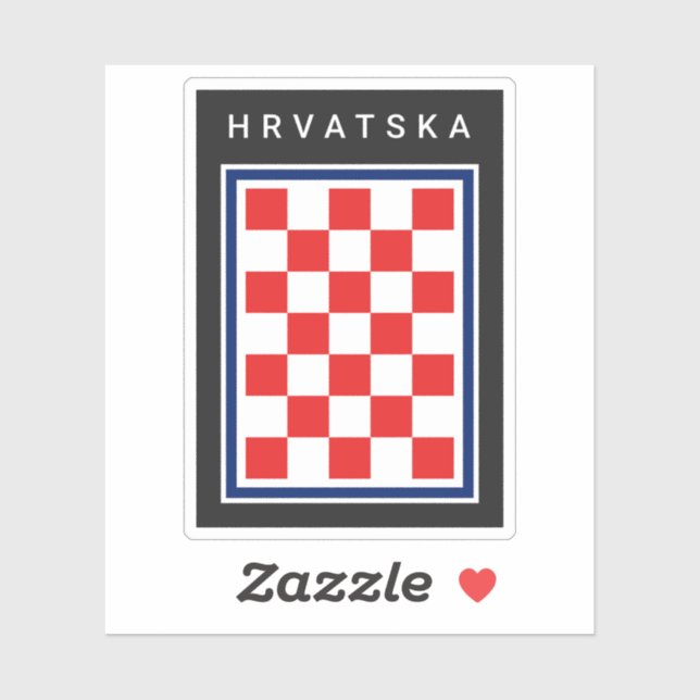 Sticker Hrvatska Checker Blue Border (Feuille)