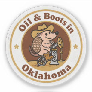 Sticker Huile & Bottes_ Œuvre d'art vintage d'Oklahoma