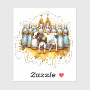 Sticker Huit serveuses   Douze jours de Noël