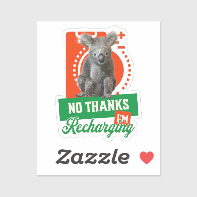 Sticker Humeur d'introverti de koala rechargeant drôle (Feuille)