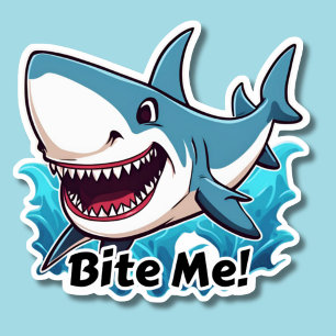 Sticker Humoristique Shark Bite Me Waterproof