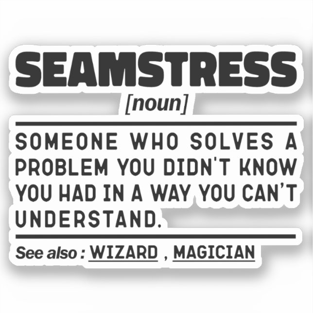 Sticker Humour de couture Seamstress Noun Definition (Recto)