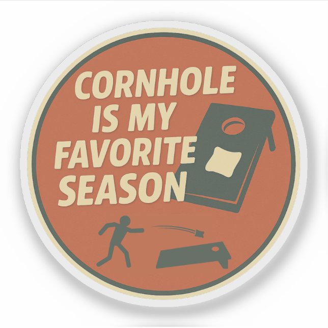 Sticker Humour de joueur de cornhole passionné (Devant)
