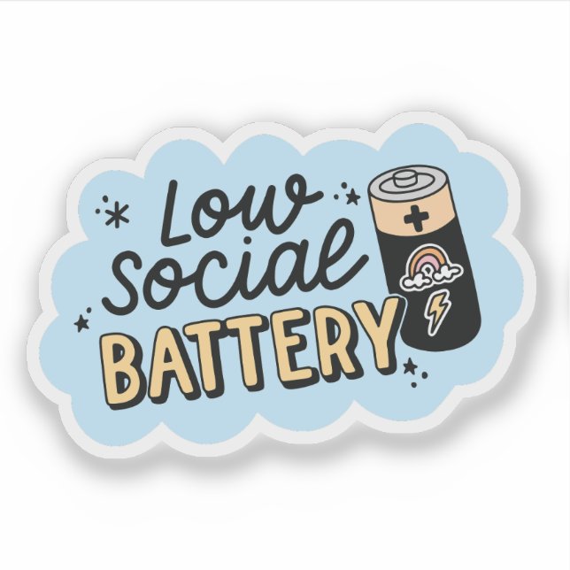 Sticker Humour d'introverti à faible batterie sociale (Devant)