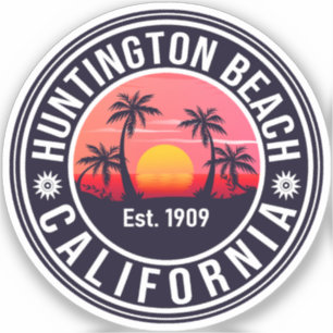Sticker Huntington Beach California Retro Sunset Souvenirs