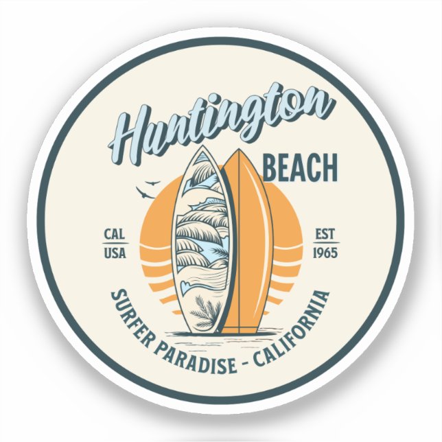 Sticker Huntington Beach California Surfer Paradise (Recto)