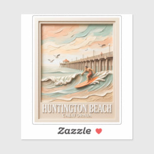 Sticker Huntington Beach Californie Texture Surfeur Surfan