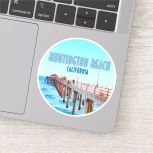 Sticker Huntington Beach Pier Californie Vintage