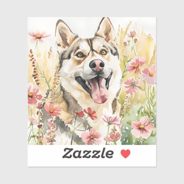 Sticker Husky - Aquarelle Décale de chien (Feuille)