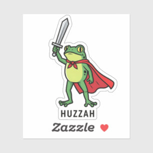 Sticker Huzzah Frog Chevalier Drôle Citation mème épée