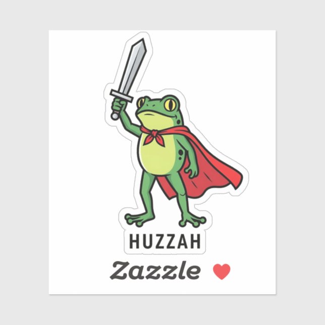 Sticker Huzzah Frog Chevalier Drôle Citation mème épée (Feuille)