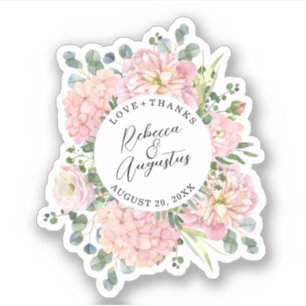 Sticker Hydrangea Rose Aquarelle rose Merci Floral