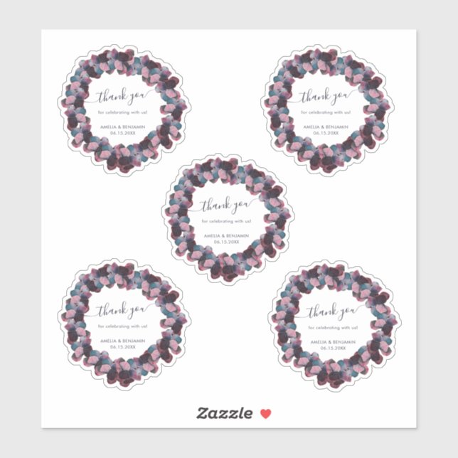 Sticker Hydrangées bleues lavande violettes Mariage Remerc (Feuille)
