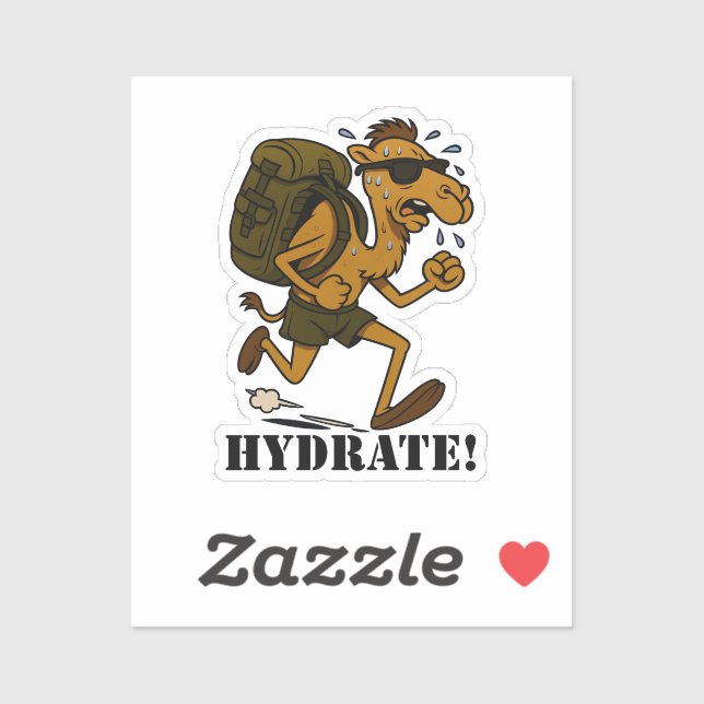 Sticker Hydrate – Drôle de chameau courant design de fitne (Feuille)