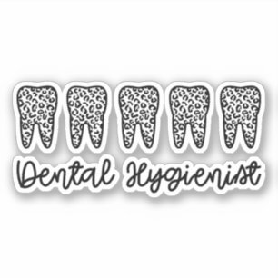 Sticker Hygiéniste dentaire   RDH Dentist Léopard dents ca