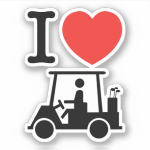 Sticker I chariot de golf de coeur (amour)