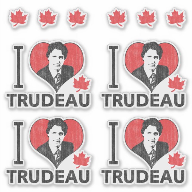 Sticker I Coeur Trudeau Contour Cut Set (Devant)