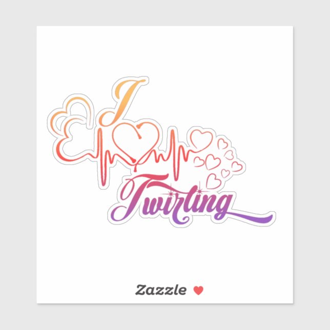 Sticker I COEUR Twirling 6X6 Decal (Feuille)