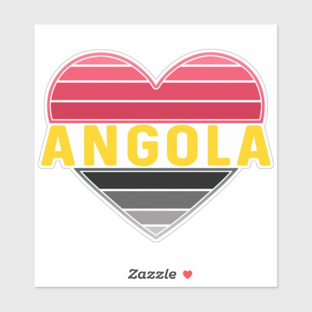 Sticker I Heart Angola, couleurs du drapeau angolais (Feuille)